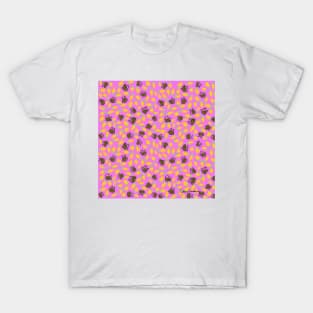 Brown Bunnies and Orange Carrots on Easter Egg Purple T-Shirt